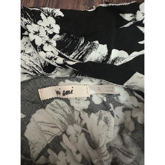 Mi Ami Womens Maxi Dress Size L Black White Floral Strapless Ruffle Summer - Picture 3 of 4